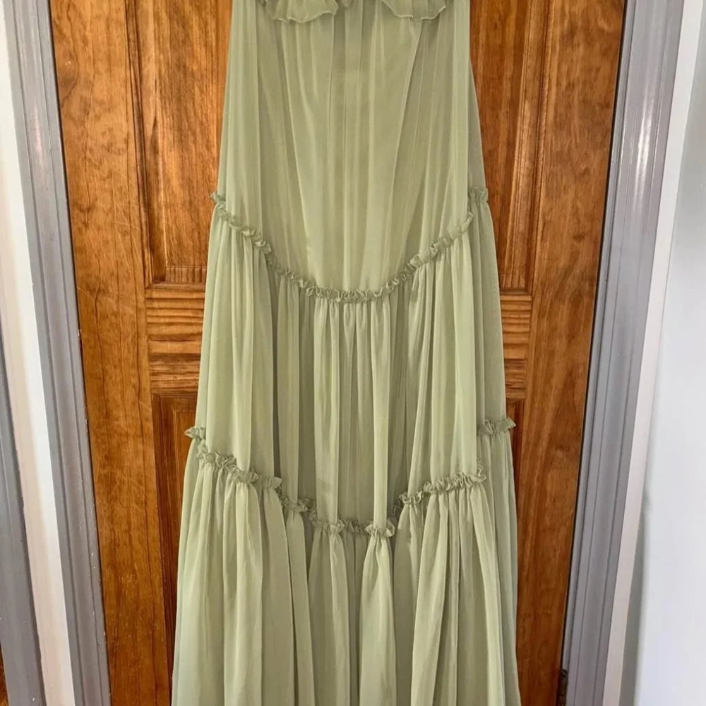 New Sage Green Bridesmaid Prom Boho Maxi Dress - Picture 4 of 8